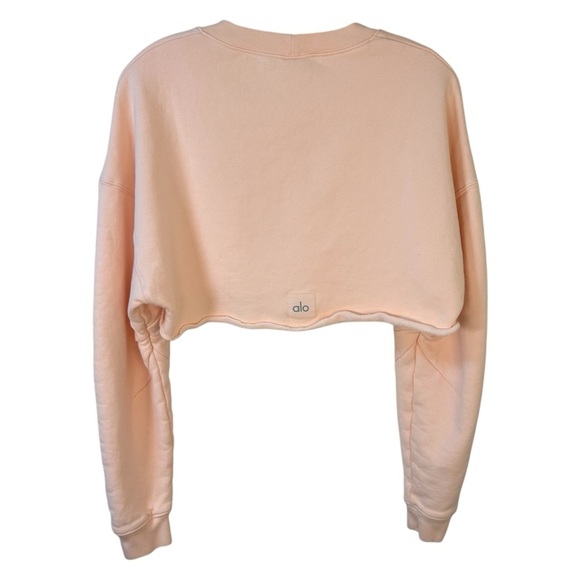 Alo - Women’s ‘Extreme Crop Crewneck’ Sweatshirt in Peachy Glow - Orange, Small - Picture 5 of 14